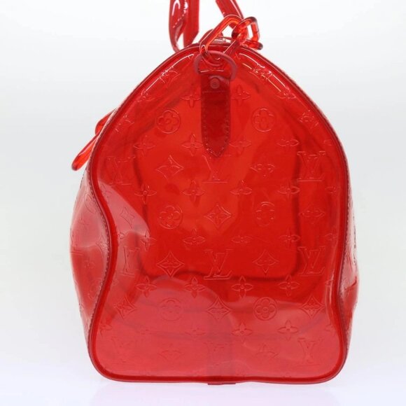 LOUIS VUITTON Monogram Vinyl Keepall Bandouliere 50 Bag Red M41416 Auth 52526S - Picture 6 of 16